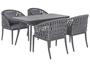 Meble ogrodowe - Shumee Shumee Zestaw ogrodowy metalowy stół i 4 krzesła szary LIPARI 268732 - miniaturka - grafika 1