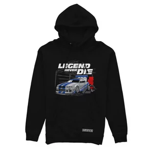 Czarna bluza z kapturem LEGEND NEVER DIE-XL - Odzież do sportów motorowych - miniaturka - grafika 1