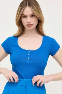 Guess t-shirt damski kolor niebieski - Koszulki sportowe damskie - miniaturka - grafika 1