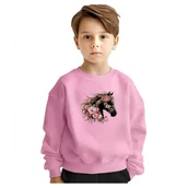 Bluzy dla dziewczynek - BLUZA DZIECIĘCA KOŃ KWIATY 146-152 DLA CHŁOPCA DZIEWCZYNKI - miniaturka - grafika 1
