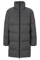Kurtki męskie - HUGO Magnus2241 męska kurtka pikowana z wypełnieniem puchowym i czerwoną etykietą z logo, Medium Grey30., L - miniaturka - grafika 1