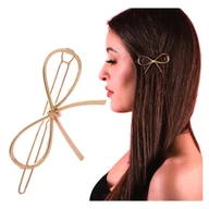 Ozdoby do włosów - Spinka Wsuwka Złota do Włosów Ozdobna Kokardka Metalowa Lekka i Wytrzymała - miniaturka - grafika 1