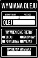 Akcesoria motoryzacyjne - 50x Naklejki serwisowe Serwis Wymiana Oleju czarne zamiast zawieszki 9x6cm - miniaturka - grafika 1