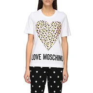 Koszulki i topy damskie - Love Moschino Damska koszulka z nadrukiem animalier, biały (Optical White A00), 44 - miniaturka - grafika 1