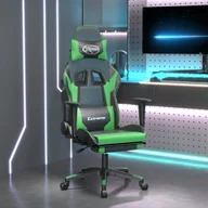 Fotele gamingowe - vidaXL Fotel gamingowy z masażem i podnóżkiem czarno-zielona imitacja skóry - Fotel gamingowy - Fotele gamingowe - Fotel biurowy - Krzesło - miniaturka - grafika 1