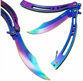 Noże - NÓŻ MOTYLKOWY UKOŚNY OSTRY MOTYLEK TRENINGU TĘCZOWY 23 cm - miniaturka - grafika 1