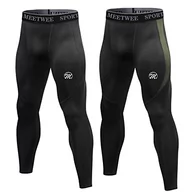Spodenki męskie - MEETWEE Męskie spodnie kompresyjne, sportowe legginsy, długie spodnie do biegania, oddychające, funkcjonalne, długo-czarny + czarny+1, M - miniaturka - grafika 1