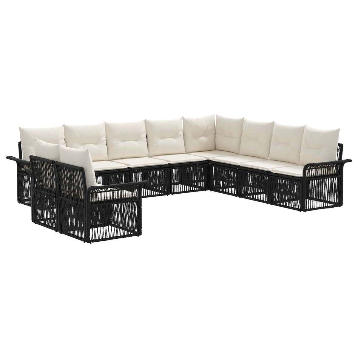 vidaXL Zestaw Sof na Ogród 10 pcs Czarny polirattan