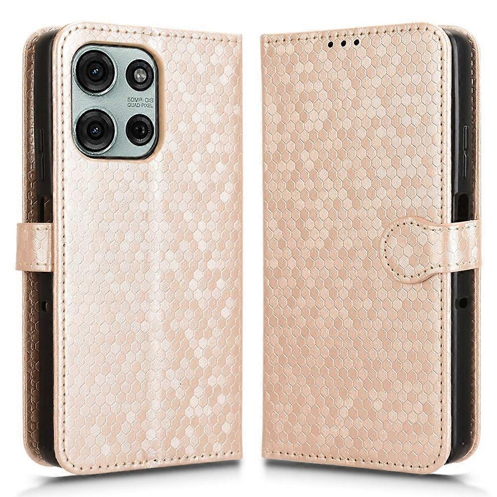 Dla Motorola Moto G75 5G Portfel Wzór Dot Nadruk Skórzany pokrowiec na telefon ze skóry PU - różowe złoto Wielobarwny Rose Gold