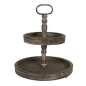 Pozostałe akcesoria kuchenne - Clayre & Eef Piętrowa Patera Drewniana Brązowa 6H1916 - miniaturka - grafika 1