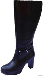 BnW Kozaki ze skóry cholewka 50 cm słupek 8,5 cm - Kozaki damskie - miniaturka - grafika 1