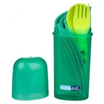 Bebe Due BebeDue Bebedue sztućce ze śliniakiem w etui C&F zielone - Sztućce dla dzieci - miniaturka - grafika 1