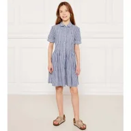 Sukienki i spódniczki dla dziewczynek - Tommy Hilfiger Sukienka z dodatkiem lnu - miniaturka - grafika 1