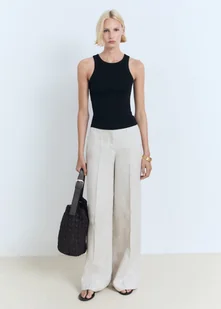 MANGO - Bawełniany ściągaczowy top czarny - XS - Kobieta - Bluzki damskie MANGO - Bawełniany ściągaczowy top czarny - XS - Kobieta - Bluzki damskie - miniaturka - grafika 1