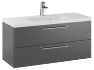 Szafki łazienkowe - Szafka Wisząca Z Umywalką RON 100 cm - Titan Mat - Uchwyty Chromowane - miniaturka - grafika 1