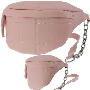 DAMSKA SASZETKA NERKA TOREBKA CROSSBODY BAG NA RAMIĘ RÓŻOWA PIKOWANA - Nerki - miniaturka - grafika 1
