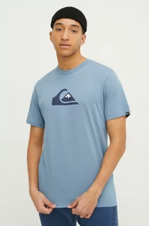 Koszulki męskie - Quiksilver t-shirt bawełniany męski kolor niebieski z nadrukiem - grafika 1