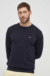 Bluzy męskie - Napapijri bluza bawełniana męska kolor czarny gładka - grafika 1