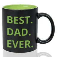 Kubki - Kubek Czarny Wnętrze Zielone BEST DAD EVER Grawer Prezent Mix Wielu Wzorów - miniaturka - grafika 1