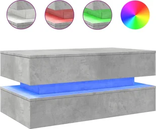 vidaXL Stolik kawowy z oświetleniem LED betonowy szary 90x50x40 cm - Ławy i stoliki kawowe - miniaturka - grafika 1
