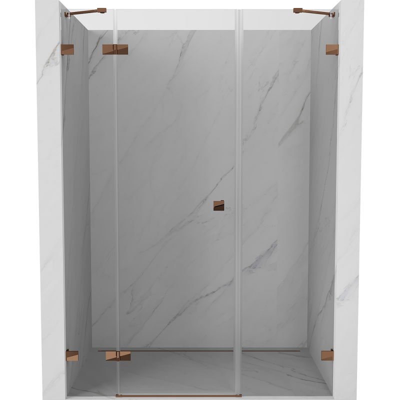 Mexen Lunar drzwi prysznicowe uchylne lewe 150 cm, transparent, różowe złoto - 834S-150-050-60-00-L