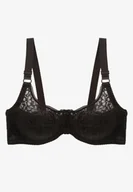 Biustonosze - Czarny Biustonosz z Koronki z Usztywnieniem i Regulowanymi Ramiączkami Vikiisol - miniaturka - grafika 1