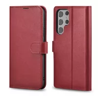 Etui i futerały do telefonów - Etui ICarer Haitang Leather Wallet Case do Samsung Galaxy S22 Ultra czerwony - miniaturka - grafika 1