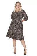 Sukienki - Trendyol Damska sukienka midi skater regularna plus size, czarna/wielokolorowa, 50, Czarny/wielokolorowy - miniaturka - grafika 1