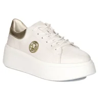 Sneakersy damskie - Filippo Sneakersy damskie skórzane na platformie White białe-41 - miniaturka - grafika 1