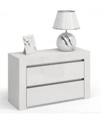 Szafki nocne - Szafka nocna z 2 szufladami nocna Naria 5X - biały połysk - miniaturka - grafika 1