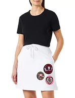 Spódnice - Love Moschino Damska spódnica z 3 naszywkami marki A-line Skirt, Optical White, rozmiar 38, optical white, 38 - miniaturka - grafika 1