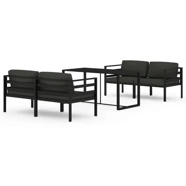 Aluminiowy zestaw wypoczynkowy do ogrodu antracytowy, modułowy, stół 120