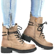 Botki damskie - DAMSKIE BOTKI WORKERY EVENTO 4226 KHAKI BEŻOWE - miniaturka - grafika 1