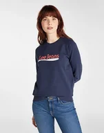 Bluzy damskie - Lee Crew Sweatshirt Damska Bluza Klasyczna Logo Nadruk Dark Navy L53Kbrnm-S - miniaturka - grafika 1