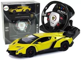 Import leantoys LEANToys Auto Zdalnie Sterowane Lamborghini Veneno Żółte 2,4 G Pilot Kierownica Dźwięk Światła 9744 - Zabawki zdalnie sterowane - miniaturka - grafika 2