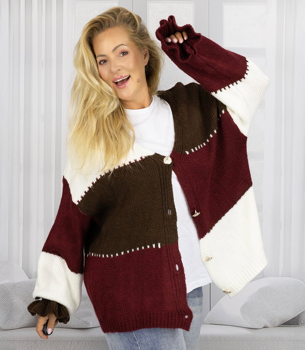 Krótki kardigan sweter oversize na guziki JULIETTE