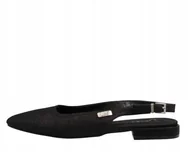 Baleriny - LEE CZARNE BALERINY Z NISKIM OBCASIKIEM I KLAMRĄ 40 T7A - miniaturka - grafika 1