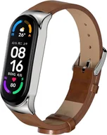 Akcesoria do smartwatchy - ETUI DO ZEGARKA XIAOMI MI BAND 6/5/4/3 BRĄZOWE IMITACJA SKÓRY ELEGANCKIE - miniaturka - grafika 1