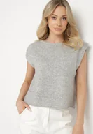 Kamizelki damskie - Szara Kamizelka w Klasycznym Stylu z Wełną Felzeki - miniaturka - grafika 1