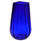Wazony i flakony - Masywny wysoki wazon z kwadratowym brzegiem ryflowany 30 cm kobaltowy - miniaturka - grafika 1