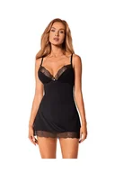 Bielizna nocna - Komplet koszulka i stringi Bella Rou czarny XL/XXL - miniaturka - grafika 1