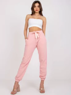 Spodnie dresowe jasny różowy casual joggery nogawka ze ściągaczem troczki kieszenie - Dresy damskie - miniaturka - grafika 1
