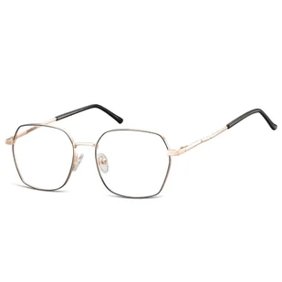 Sunoptic Okulary Prostokątne zerówki oprawki optyczne 913A różowe złoto + czerń 913B - Okulary korekcyjne, oprawki, szkła - miniaturka - grafika 1
