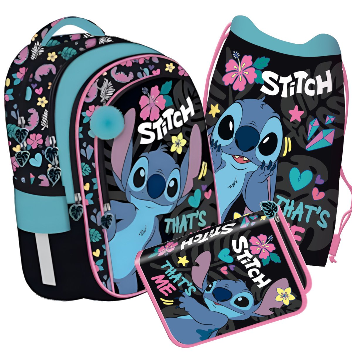 ZESTAW 3 CZĘŚCI STITCH PLECAK PIÓRNIK WOREK