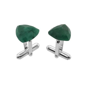 Srebrne spinki do mankietów ze Szmaragdem (S1262) Srebro [925] - Spinki do mankietów i krawatów - miniaturka - grafika 1