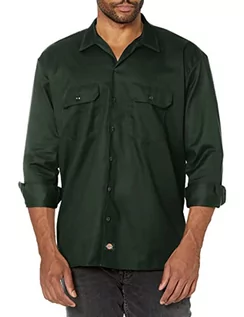 Koszule męskie - Dickies Męska koszula z długim rękawem do pracy o regularnym kroju na co dzień, Zielony myśliwy, S - grafika 1