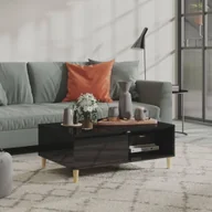 Ławy i stoliki kawowe - Stolik kawowy czarny wysoki połysk 90x60x35 cm materiał drewnopochodny - miniaturka - grafika 1