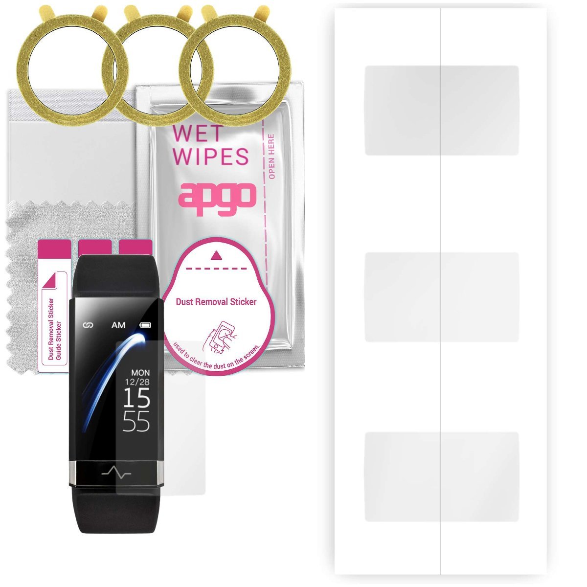 3x Folia hydrożelowa do Watchmark Kardiowatch WV19 - apgo Smartwatch Hydrogel Protection Ochrona na ekran smartwatcha