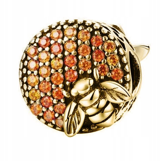 Charms Złoty Pszczoła Cyrkonie srebro 925