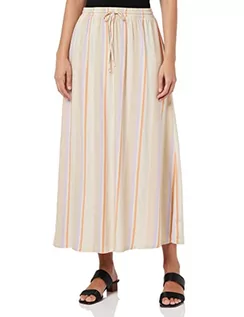 Spódnice - ONLY Damska spódnica midi w paski, Whitecap Gray/Stripes: fioletowa róża + pomarańczowa skórka + irlandzki C, M - grafika 1